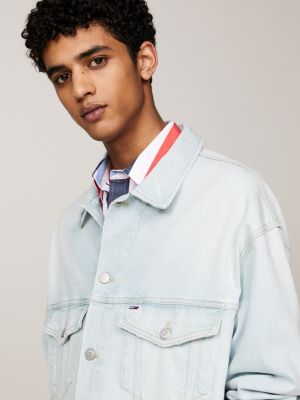 blue aiden oversized denim trucker jacket for men tommy jeans