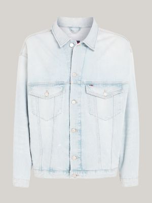 blue aiden oversized denim trucker jacket for men tommy jeans