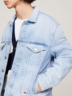 Faded denim hotsell trucker jacket