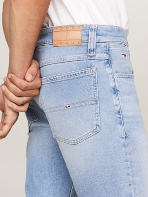 pantalón vaquero corto ronnie desteñido azul de hombres tommy jeans