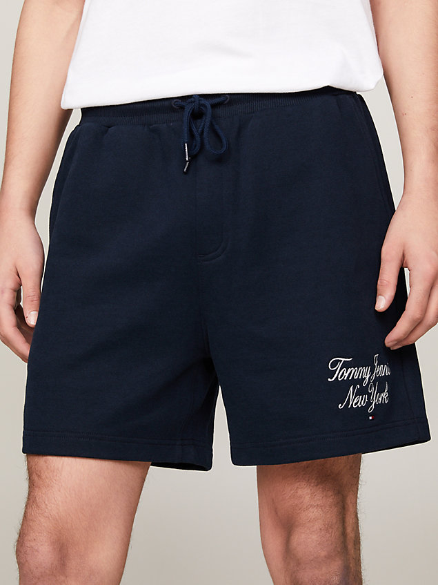 blue prep script logo beach shorts for men tommy jeans