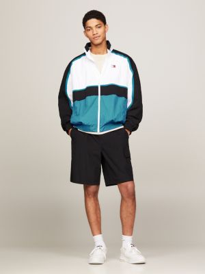 white varsity-windjacke mit trichterkragen für herren - tommy jeans