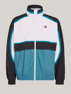 Varsity Colour-Blocked Funnel Neck Windbreaker | White | Tommy ...