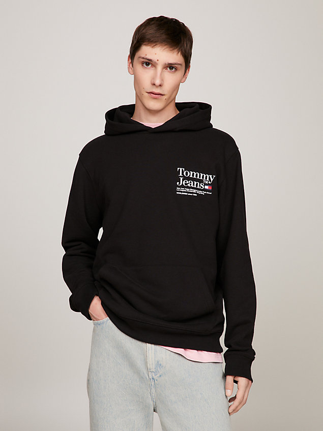 black modern back logo graphic fleece hoody for men tommy jeans