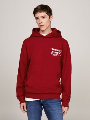 Veste à capuche homme Tommy Jeans rouge doublée en molleton