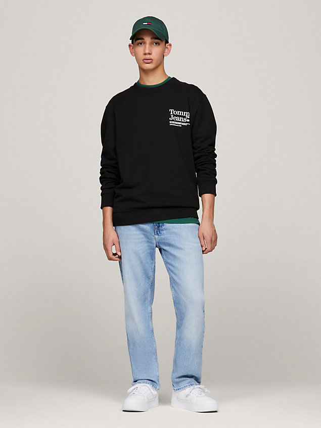 black modern logo fleece sweatshirt for men tommy jeans