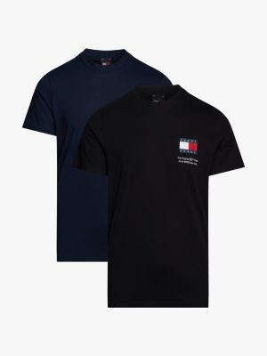 black tommy flag 2-pack slim fit t-shirts for men tommy jeans