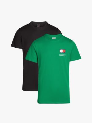 green tommy flag 2-pack slim fit t-shirts for men tommy jeans