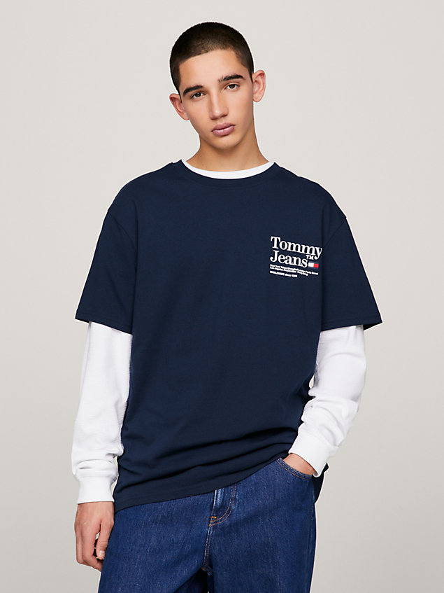 camiseta modern con logo en la parte trasera blue de hombres tommy jeans