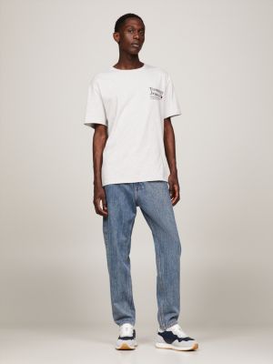 grey modern t-shirt mit rückenlogo für herren - tommy jeans