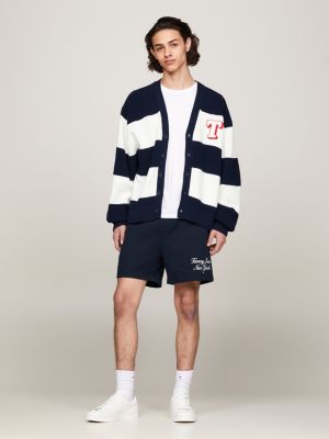 blue gestreifter cardigan aus strukturstrick für herren - tommy jeans