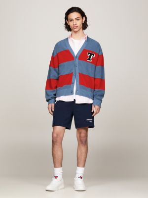 blue gestreifter cardigan aus strukturstrick für herren - tommy jeans
