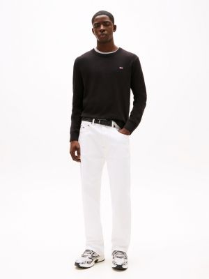 black lightweight slim jumper for men tommy jeans