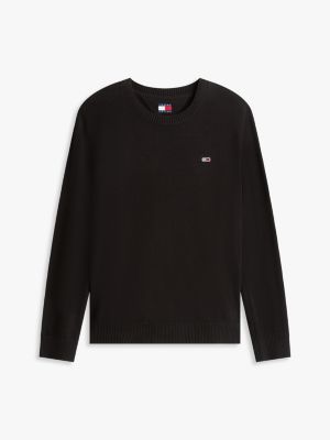 black lightweight slim jumper for men tommy jeans