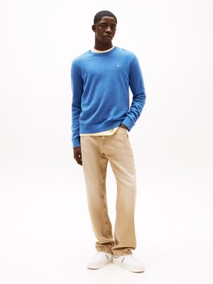 blauw lichtgewicht slim fit trui voor heren - tommy jeans