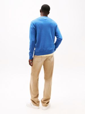 pullover slim fit leggero blu da uomini tommy jeans