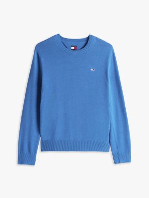 blau leichtgewichtiger slim fit pullover für herren - tommy jeans