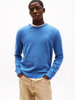 blue lightweight slim jumper for men tommy jeans