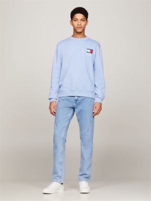 blue essential rundhals-sweatshirt mit logo für herren - tommy jeans