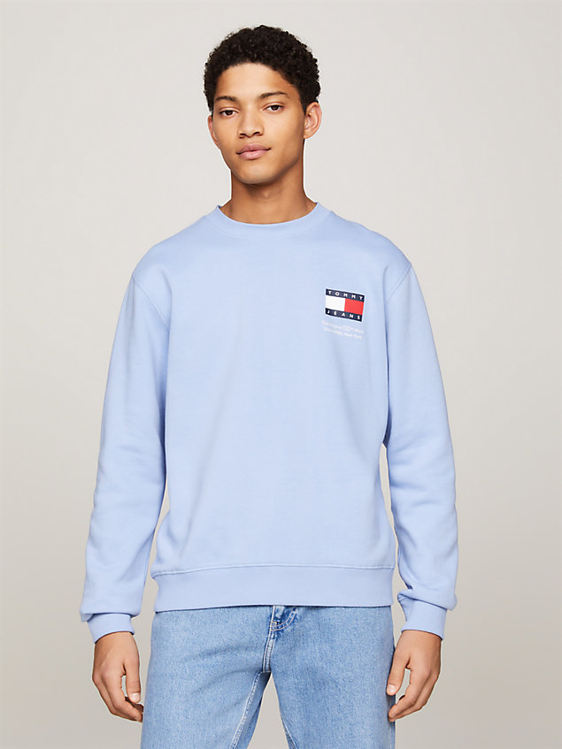 blue essential sweatshirt met ronde hals en logo voor heren - tommy jeans