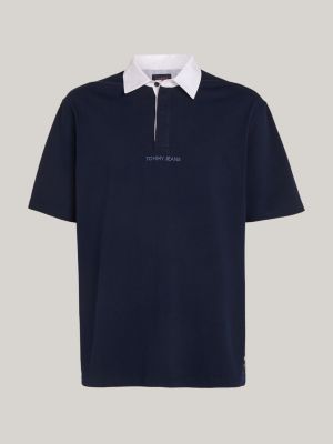 Classics Contrast Collar Oversized Rugby Polo | Blue | Tommy Hilfiger