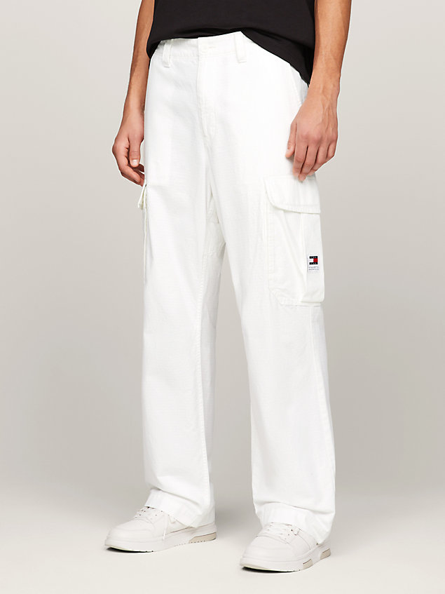 pantaloni cargo aiden baggy fit white da uomini tommy jeans
