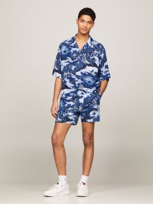 Hawaiian Print Camp Collar Short Sleeve Shirt | Purple | Tommy Hilfiger