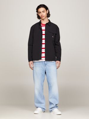 Logo Snap-Button Casual Fit Overshirt | Black | Tommy Hilfiger