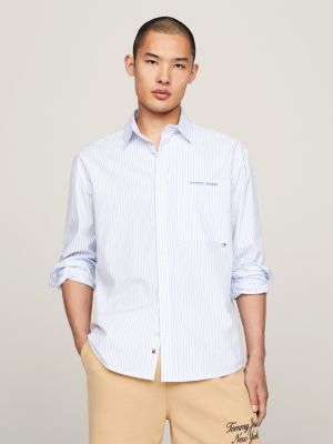 Regular Fit Stripe Short Sleeve Shirt, Blue