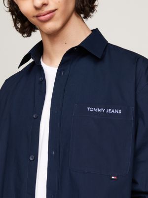 Camisa Classics amplia con logo bordado Azul Tommy Hilfiger