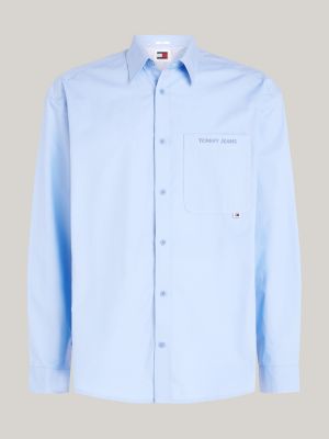 Camisa Classics amplia con logo bordado Azul Tommy Hilfiger