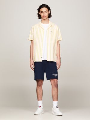 Stripe Camp Collar Short Sleeve Shirt | Yellow | Tommy Hilfiger