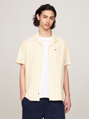 Stripe Camp Collar Short Sleeve Shirt | Yellow | Tommy Hilfiger