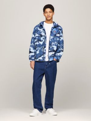 purple chicago windjacke mit hawaii-print für herren - tommy jeans