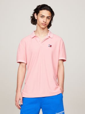 pink badge regular fit polo for men tommy jeans