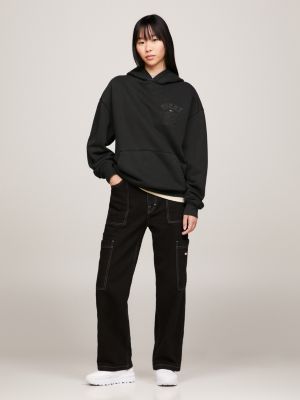 black tommy remastered dual gender 1985 collection hoody for men tommy jeans