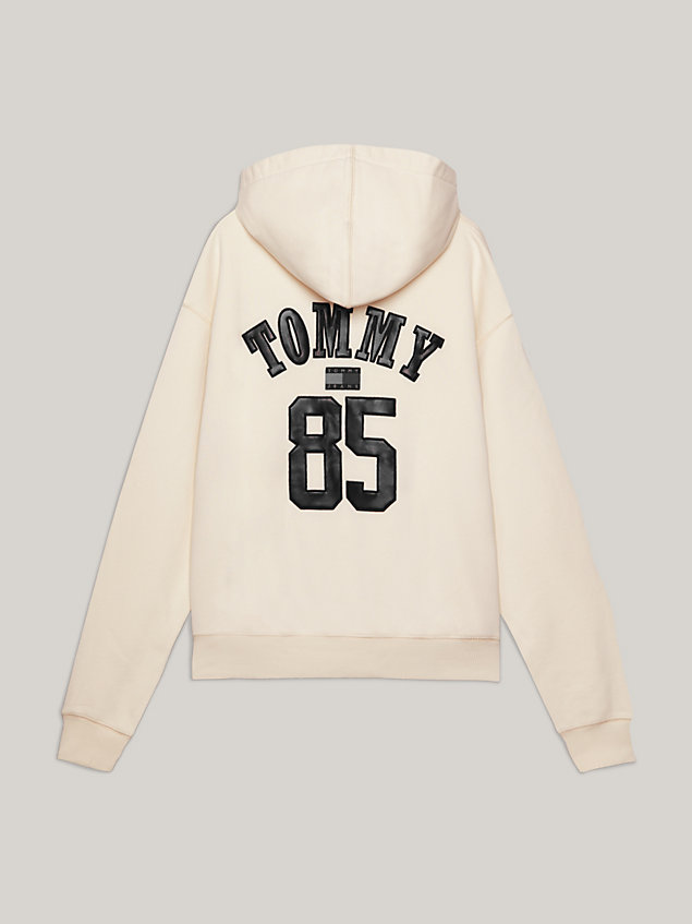 white tommy remastered dual gender 1985 collection hoody for men tommy jeans
