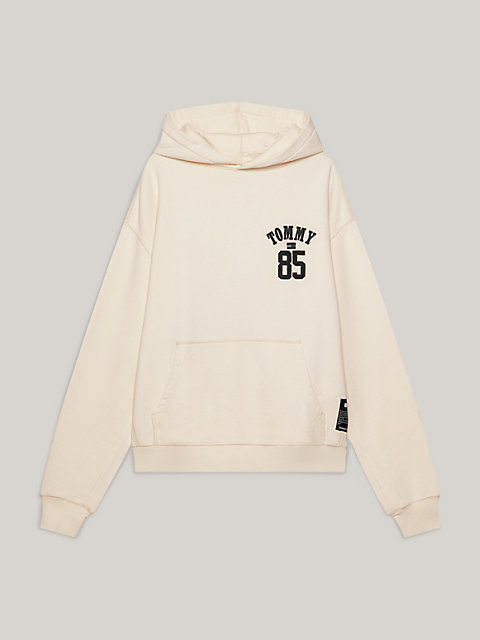white tommy remastered dual gender 1985 collection hoody for men tommy jeans