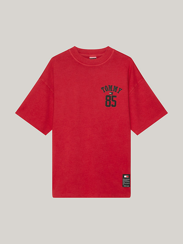 red tommy remastered 1985 relaxed uniseks t-shirt voor heren - tommy jeans