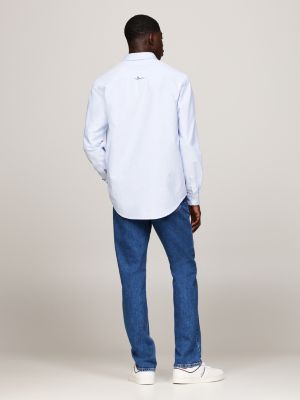 blau regular fit oxford-hemd mit flag-patch für herren - tommy jeans