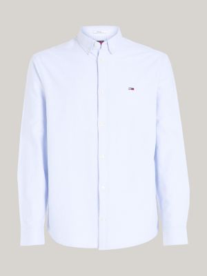 blau regular fit oxford-hemd mit flag-patch für herren - tommy jeans