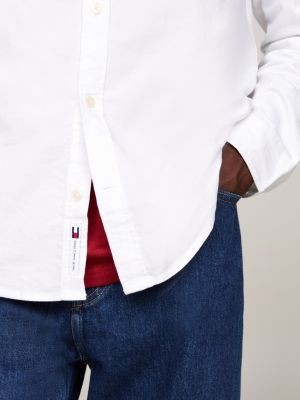 white flag patch regular oxford shirt for men tommy jeans