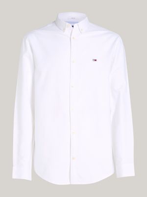 white flag patch regular oxford shirt for men tommy jeans