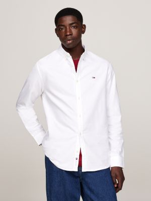 white flag patch regular oxford shirt for men tommy jeans