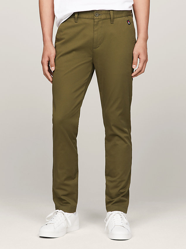 pantalón chino austin de corte slim green de hombres tommy jeans