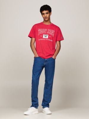 t-shirt archive à logo rouge pour hommes tommy jeans