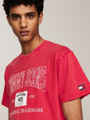 t-shirt archive à logo rouge pour hommes tommy jeans