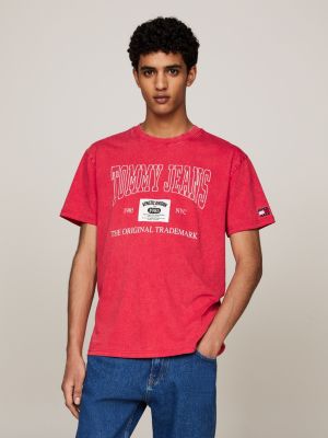 t-shirt archive à logo red pour hommes tommy jeans