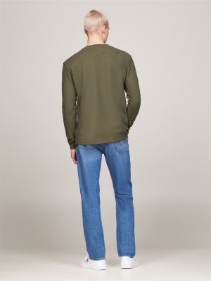 grey waffle knit long sleeve t-shirt for men tommy jeans