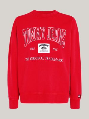 czerwony luźna bluza z kolekcji archive dla mężczyźni - tommy jeans